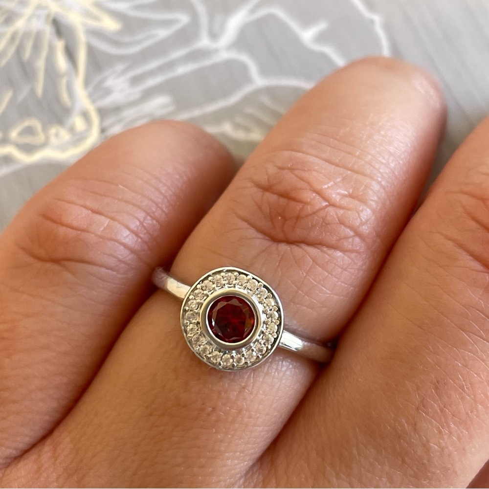 Ruby Cz Sterling Silver Ring Ruby Red Cz Ring - image 1